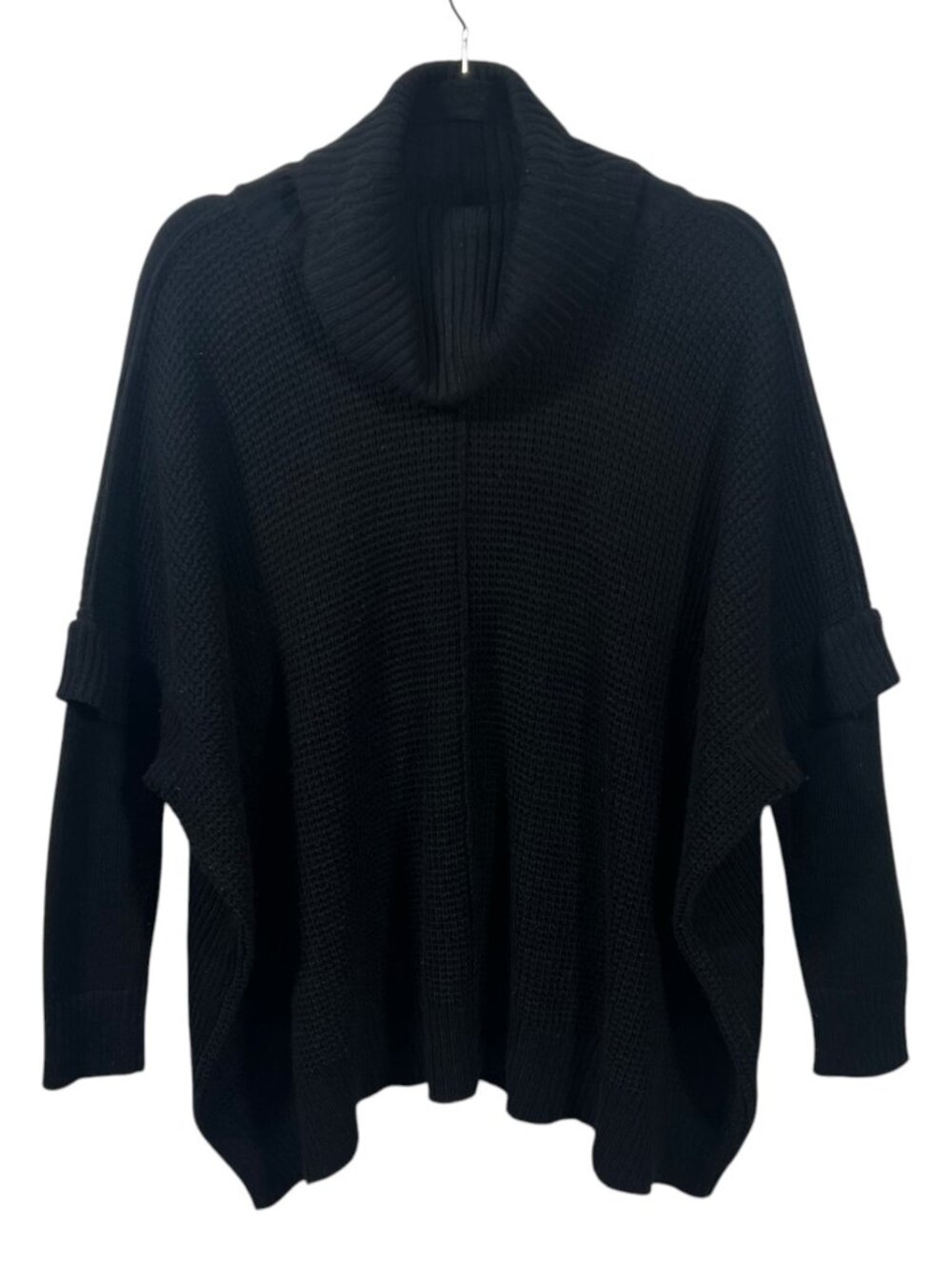 Alya Sweater Womens Poncho Waffle Knit Cowl Neck Medium Long Sleeve Cozy Winter